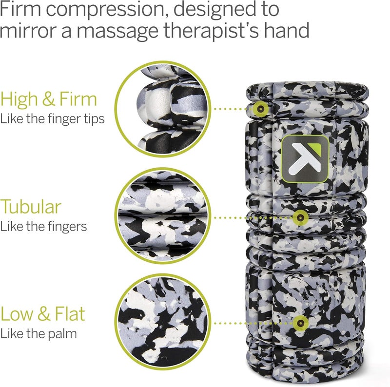 Trigger Point Grid Foam Roller - Multi-Density Exterior, Rigid Core - Trusted by Therapists and Athletes - Standard Density, Includes Online Instructional Videos, 33cm, Grey Camo - Image 2
